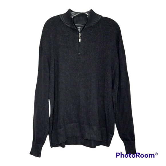 Structure Quarter Zip Sweater Men's XXL Long Sleeve Dark Gray Pullover Heavy - Picture 1 of 10
